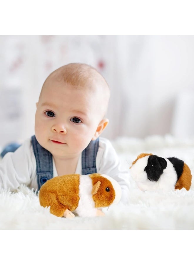 2 Pieces 8 Inch Cute Guinea Pig Plush Toys Stuffed Realistic Stuffed Animals Soft Guinea Pig Doll Toys Decor for Boys Girl Themed Party Supplies (Black, Yellow)