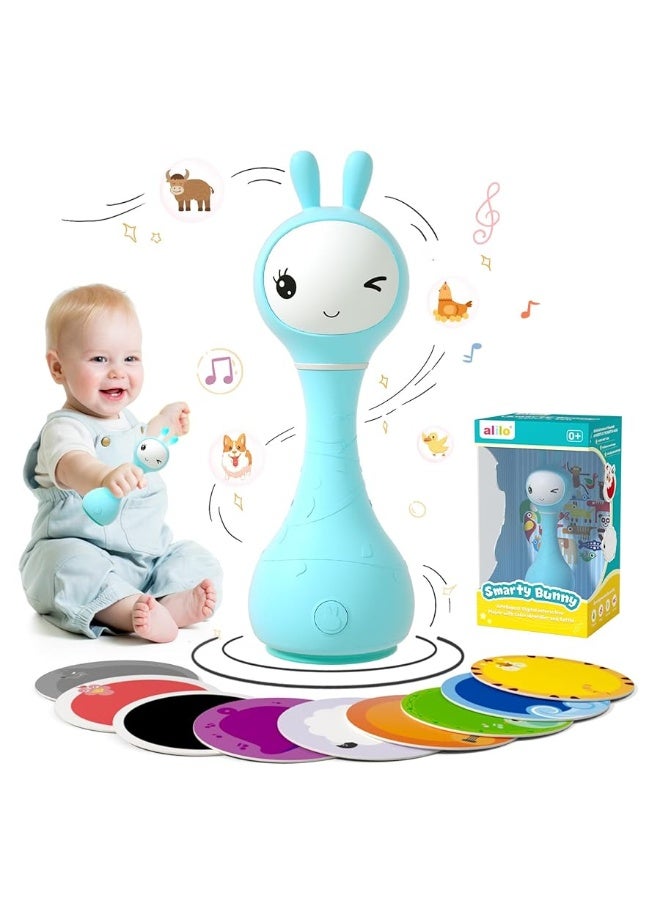alilo Smart Bunny Baby Rattle Musical Light Up Toys, Infants Newborns Baby Toys 0-3-6-12-18-24 Months,1 Year Old Baby Gifts, 4 Music Modes and Color Recognition Function with 9 Color Card