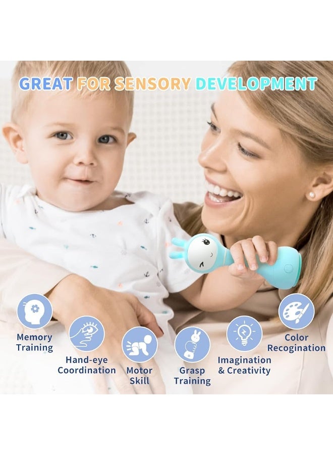 alilo Smart Bunny Baby Rattle Musical Light Up Toys, Infants Newborns Baby Toys 0-3-6-12-18-24 Months,1 Year Old Baby Gifts, 4 Music Modes and Color Recognition Function with 9 Color Card