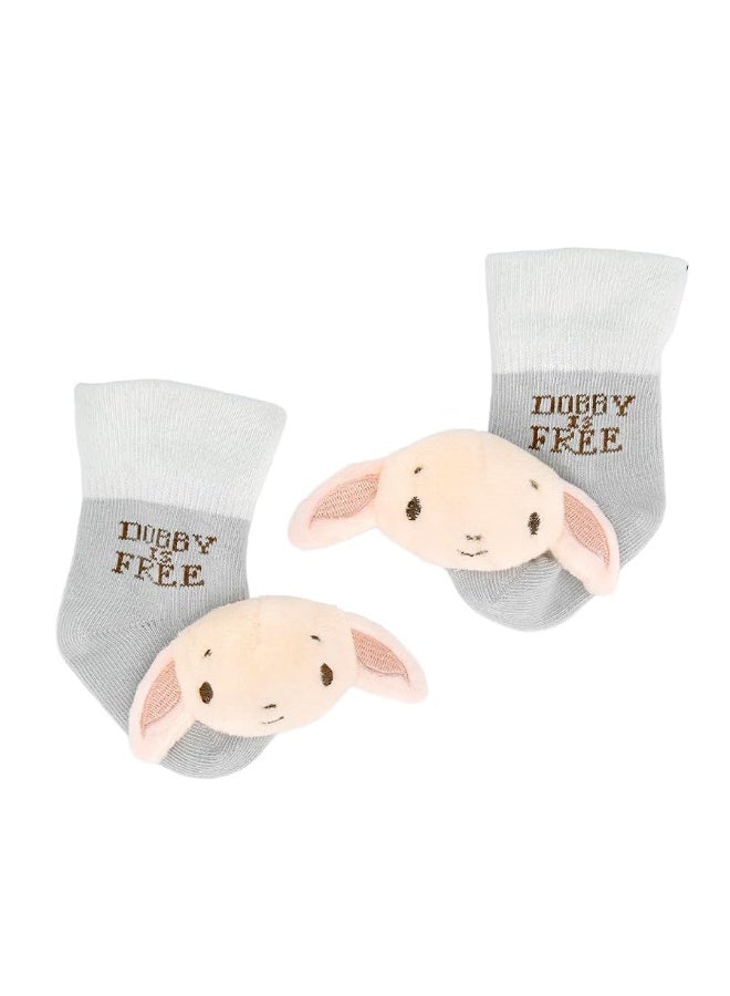 Kids Preferred Harry Potter Dobby Baby Infant Rattle Socks with Dobby Plush Rattle and Dobby is Free - Soft Baby Sock Feet Rattles Encourage Leaning Development Newborn to 9 Months