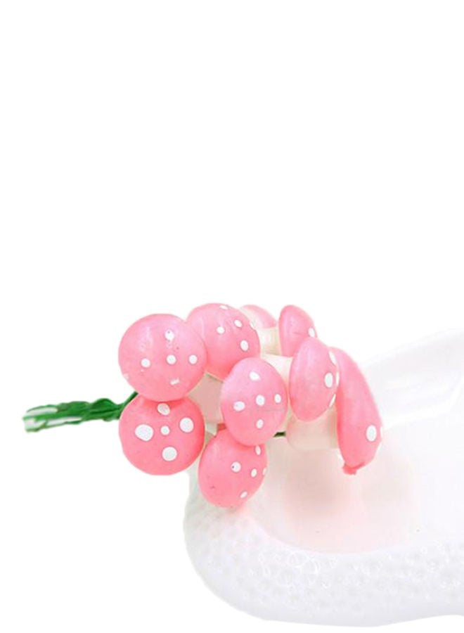 10-Piece DIY Mini Artificial Mushroom Plant Pots Pink/White 2x1.6centimeter