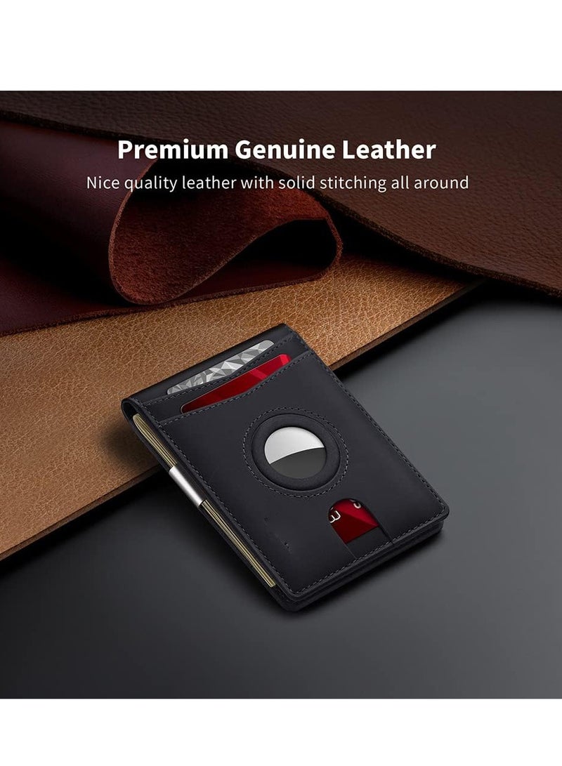 Men's Bifold Leather Wallet with Money Clip Minimalist Card Holder Front Pocket Wallet with Holder