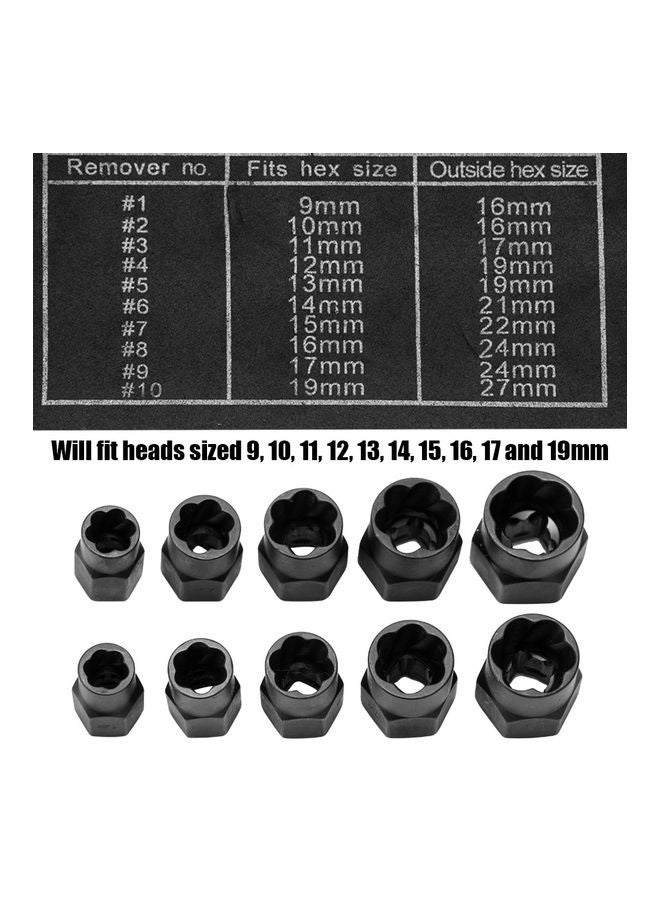 10 Piece Damaged Bolt Nut Screw Remover Tool Kit multicolour 10x5x10cm