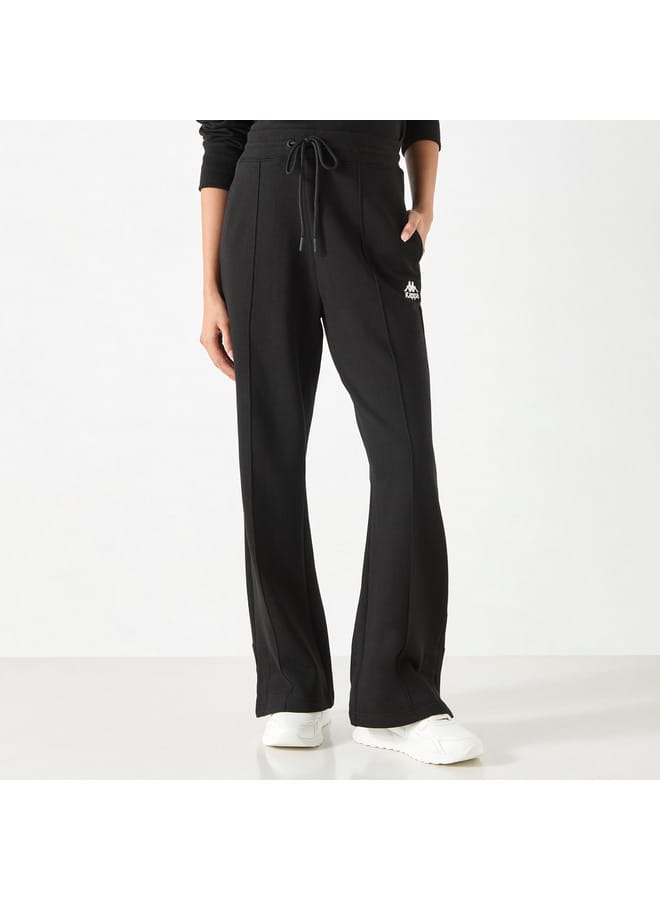 Kappa Solid Wide Leg Track Pants with Drawstring Closure and Pockets