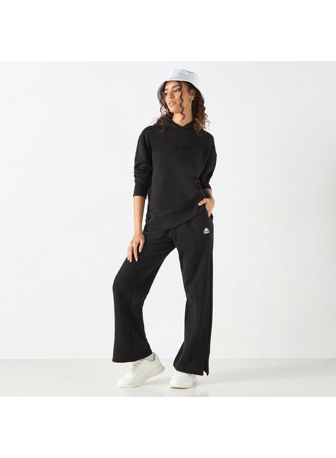 Kappa Solid Wide Leg Track Pants with Drawstring Closure and Pockets