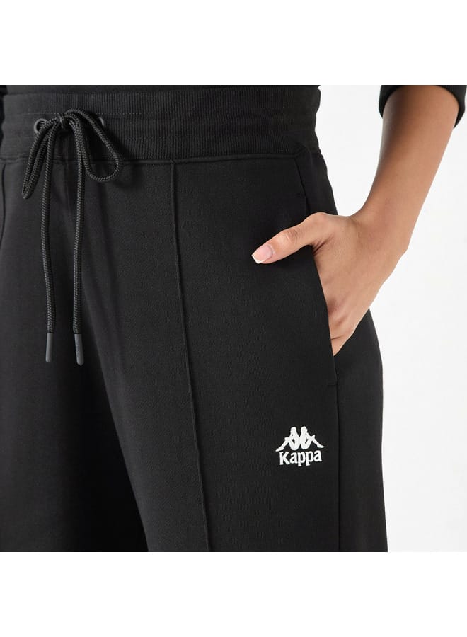 Kappa Solid Wide Leg Track Pants with Drawstring Closure and Pockets