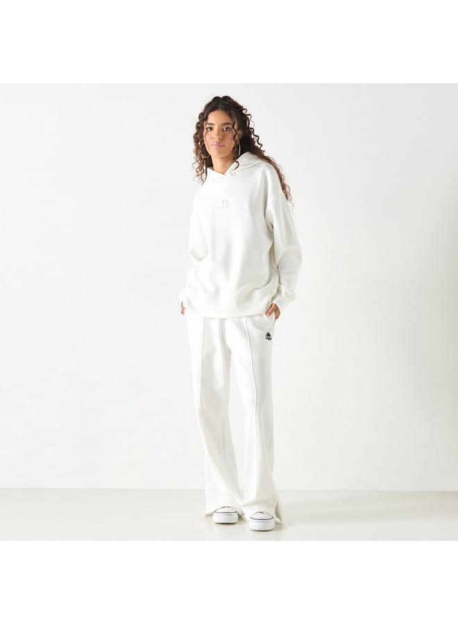 Kappa Solid Wide Leg Track Pants with Drawstring Closure and Pockets