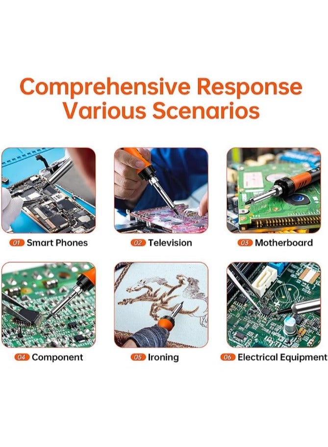 Soldering Iron Premium Kit, 60W Soldering Gun with Ceramic Heater, 12-in-1 Soldering Tool, Adjustable Temperature 200 to 450°C, Includes Soldering Iron Tip, Solder Wire, Pump and Paste