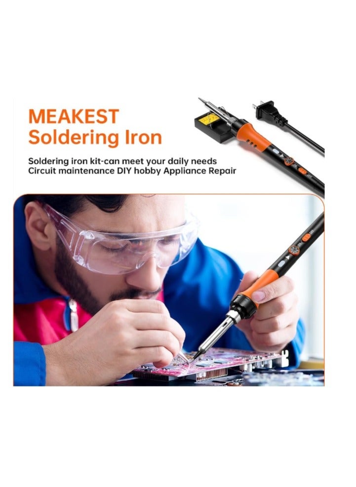 Soldering Iron Premium Kit, 60W Soldering Gun with Ceramic Heater, 12-in-1 Soldering Tool, Adjustable Temperature 200 to 450°C, Includes Soldering Iron Tip, Solder Wire, Pump and Paste