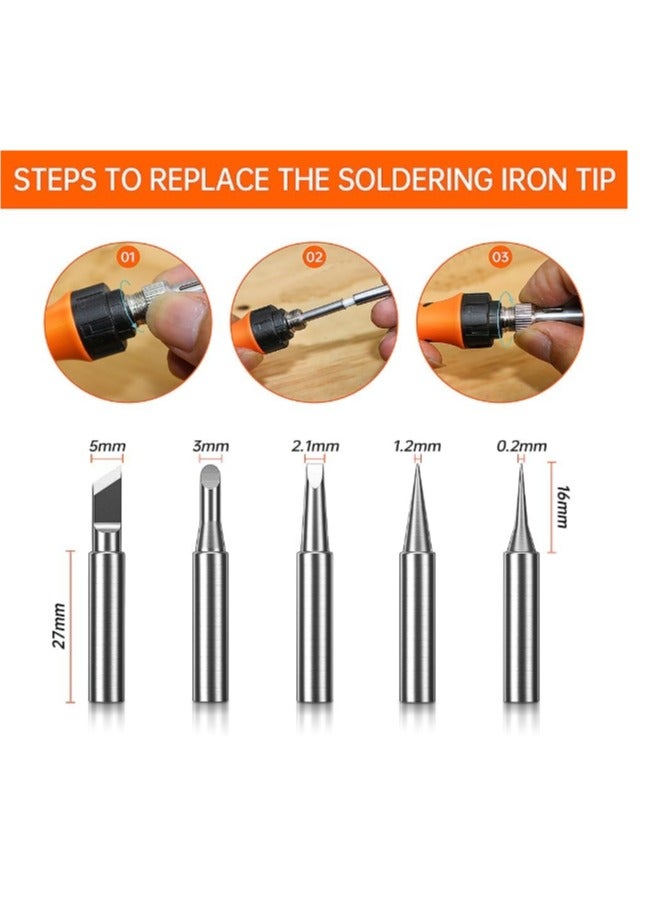 Soldering Iron Premium Kit, 60W Soldering Gun with Ceramic Heater, 12-in-1 Soldering Tool, Adjustable Temperature 200 to 450°C, Includes Soldering Iron Tip, Solder Wire, Pump and Paste