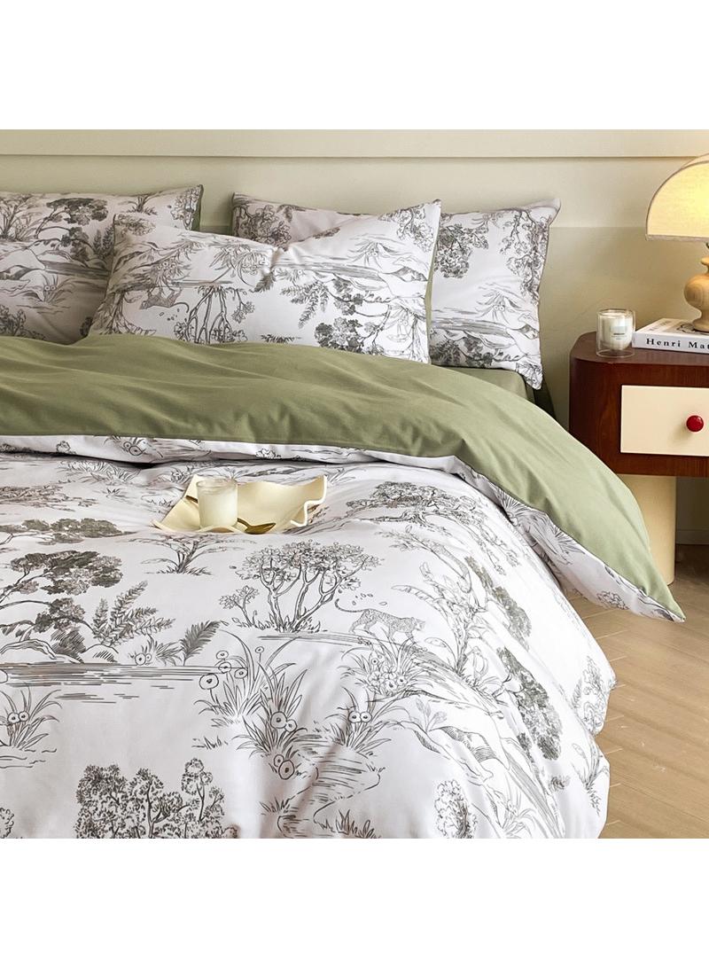 4 Pieces Cotton Comforter Sets Fits 1.5M /1.8M Double Size Bed Housewarming gift Birthday Gift