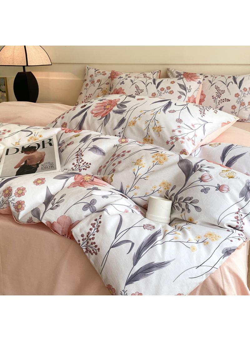 4 Pieces Cotton Comforter Sets Fits 1.5M /1.8M Double Size Bed Housewarming gift Birthday Gift