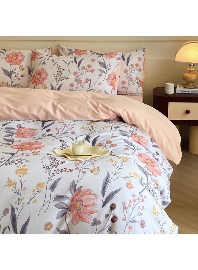 4 Pieces Cotton Comforter Sets Fits 1.5M /1.8M Double Size Bed Housewarming gift Birthday Gift