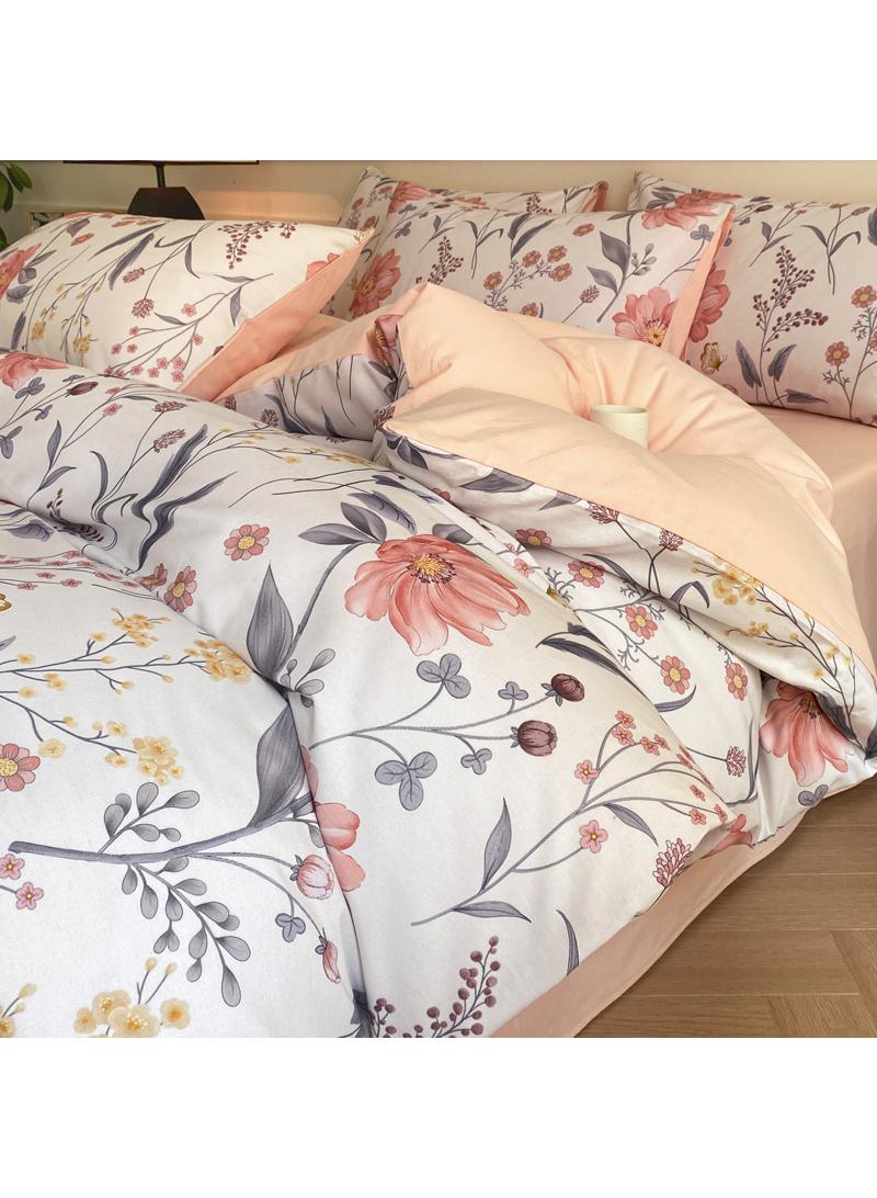 4 Pieces Cotton Comforter Sets Fits 1.5M /1.8M Double Size Bed Housewarming gift Birthday Gift