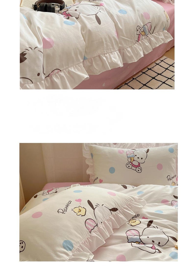 4-Piece Pochacco Cotton Comfortable Set Bed Sheet Set Children'S Day Gift Birthday Gift 200X230cm