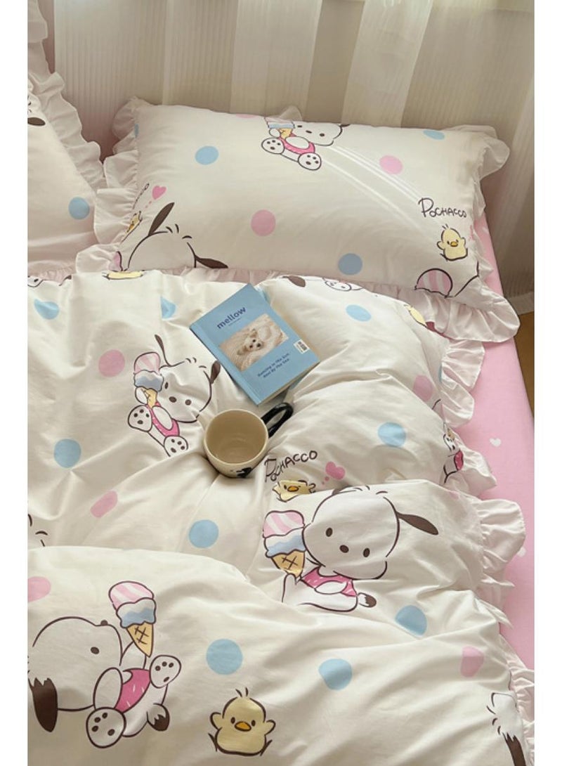 4-Piece Pochacco Cotton Comfortable Set Bed Sheet Set Children'S Day Gift Birthday Gift 200X230cm