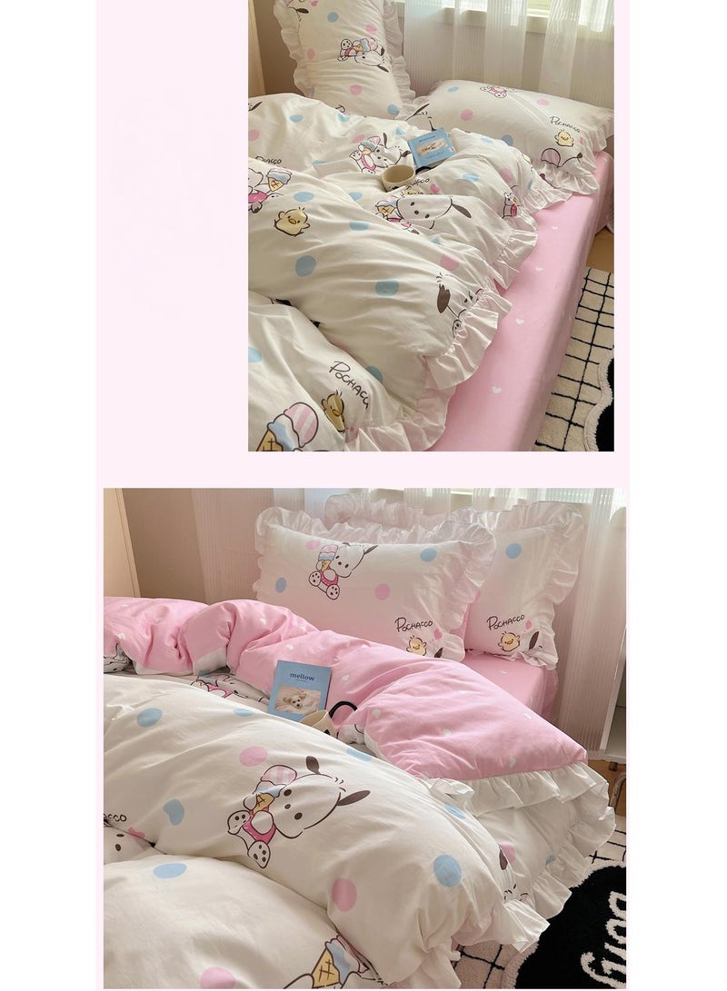 4-Piece Pochacco Cotton Comfortable Set Bed Sheet Set Children'S Day Gift Birthday Gift 200X230cm