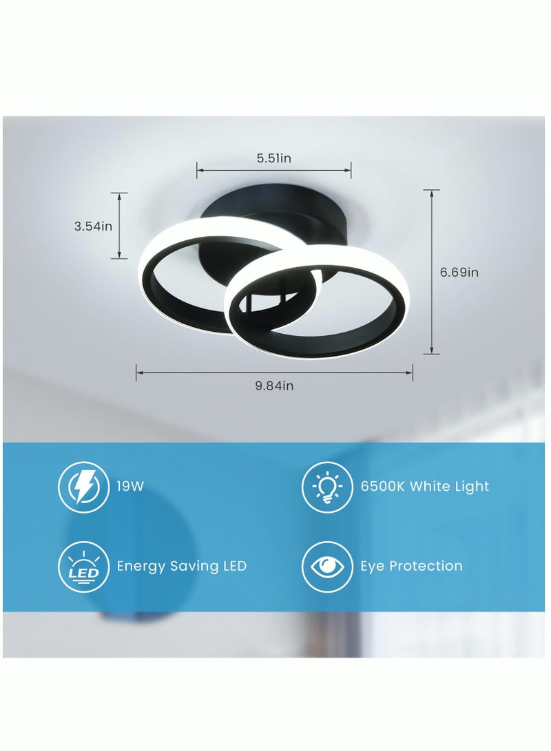 Modern LED Ceiling Light Cool White Round LED Ceiling Light Black Small Hallway Light Simple Close to Ceiling Light Fixture for Bedroom Corridor Kitchen Dining Room