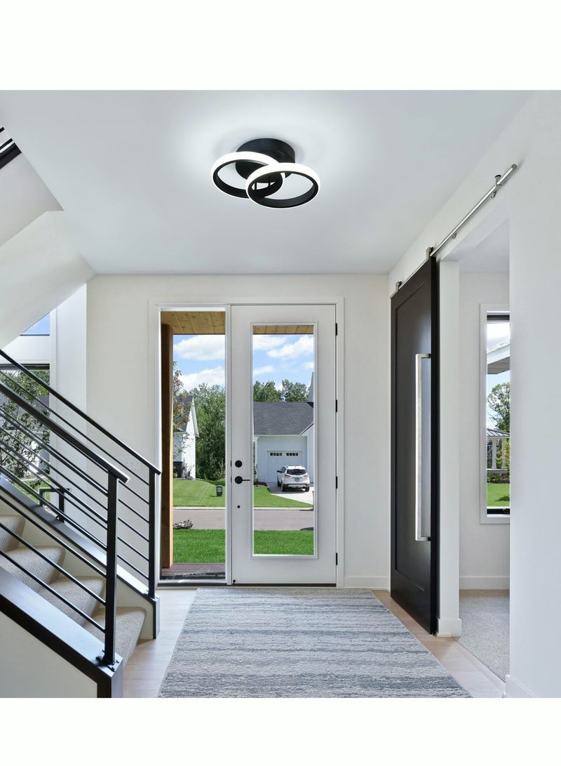 Modern LED Ceiling Light Cool White Round LED Ceiling Light Black Small Hallway Light Simple Close to Ceiling Light Fixture for Bedroom Corridor Kitchen Dining Room