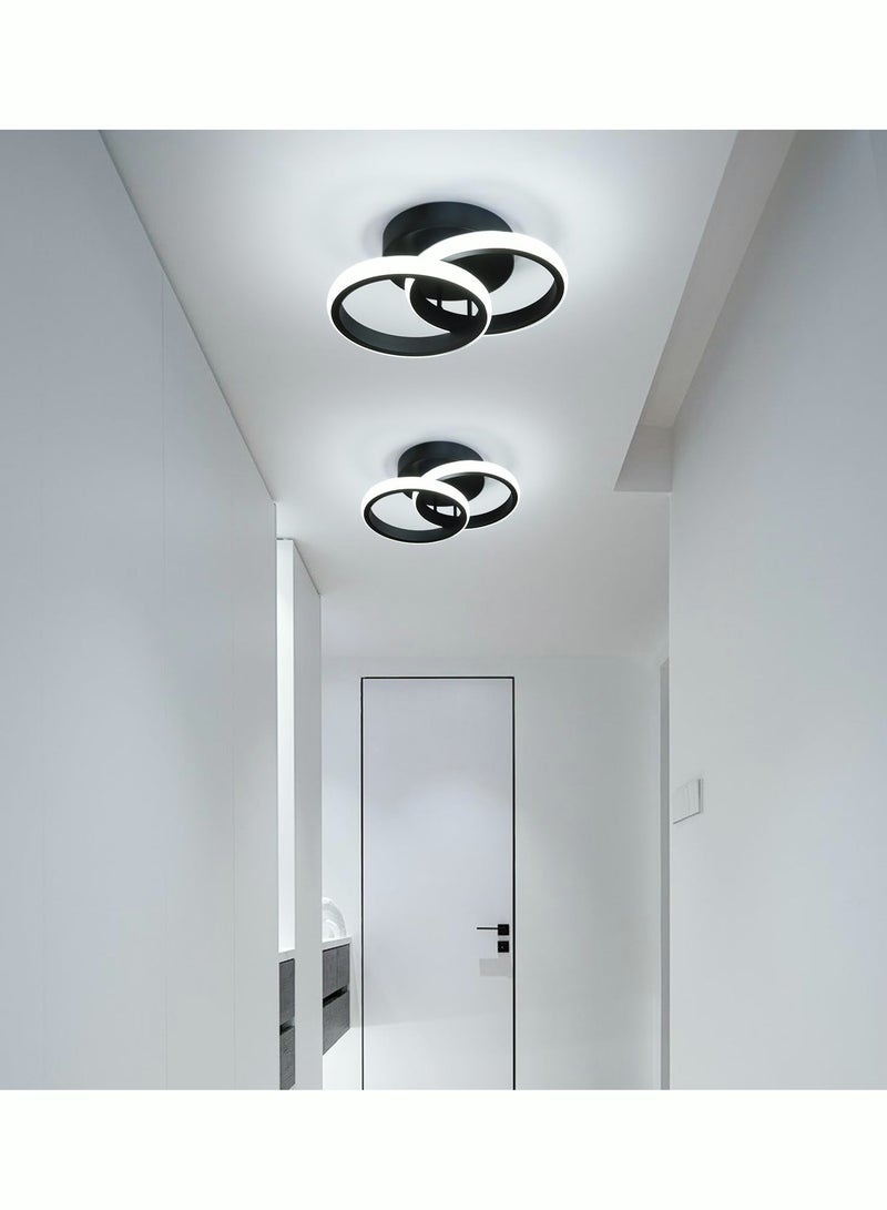 Modern LED Ceiling Light Cool White Round LED Ceiling Light Black Small Hallway Light Simple Close to Ceiling Light Fixture for Bedroom Corridor Kitchen Dining Room