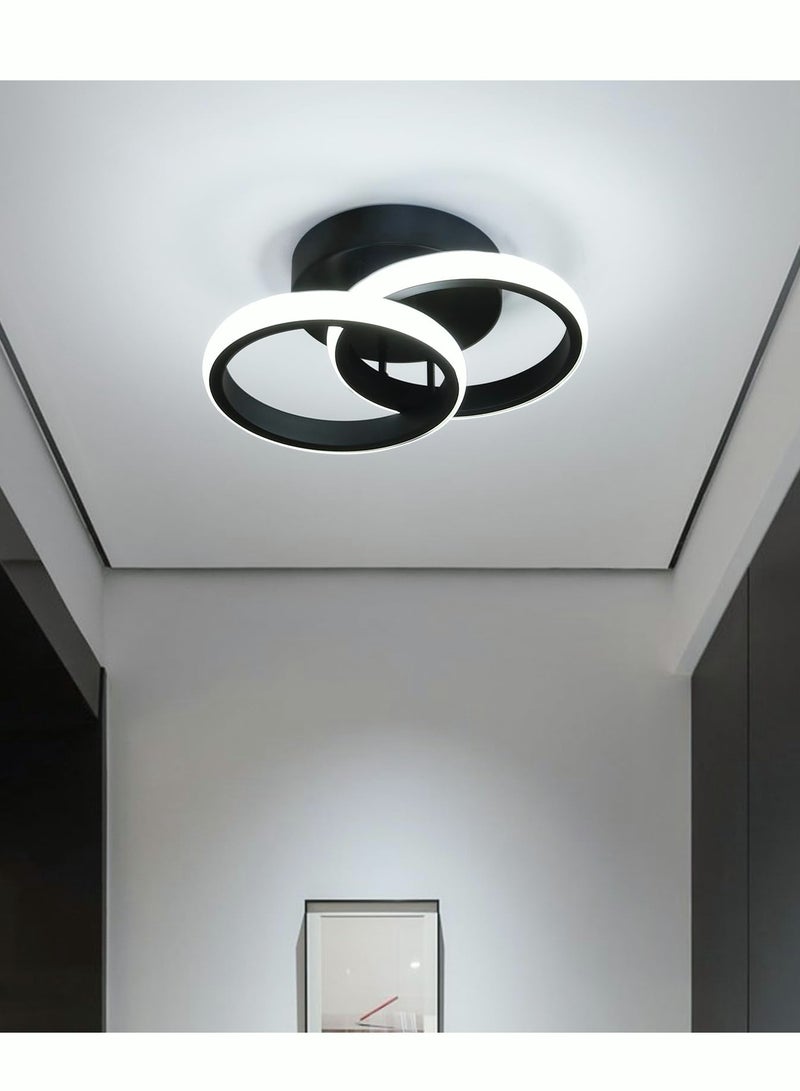 Modern LED Ceiling Light Cool White Round LED Ceiling Light Black Small Hallway Light Simple Close to Ceiling Light Fixture for Bedroom Corridor Kitchen Dining Room