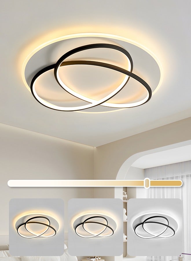 Modern LED Ceiling Light, Simple and High-End Circular Ceiling Lamp for Living Room Bedroom Study, Adjustable Tricolor 72W LED Eye-Caring