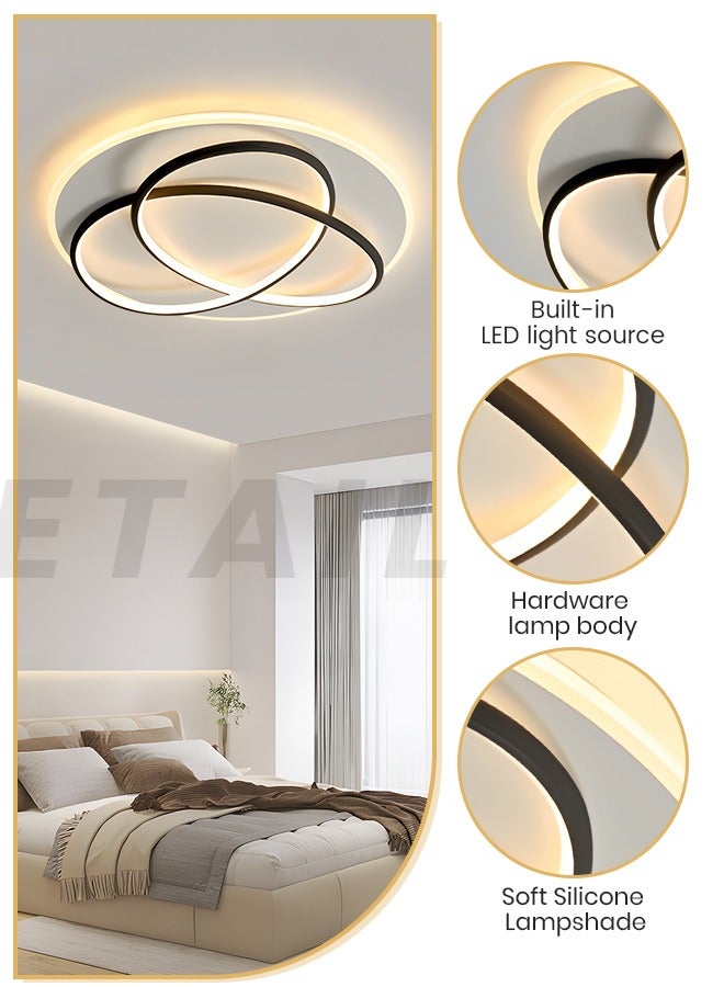 Modern LED Ceiling Light, Simple and High-End Circular Ceiling Lamp for Living Room Bedroom Study, Adjustable Tricolor 72W LED Eye-Caring