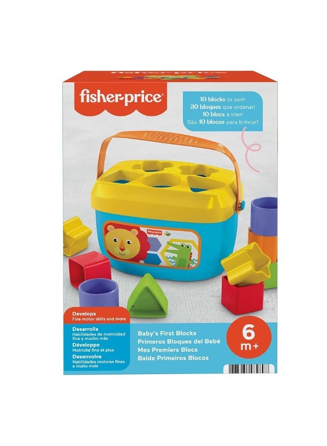 Fisher-Price Stacking Toy Baby's First Blocks Set of 10 Shapes for Sorting Play for Infants Ages 6+ Months