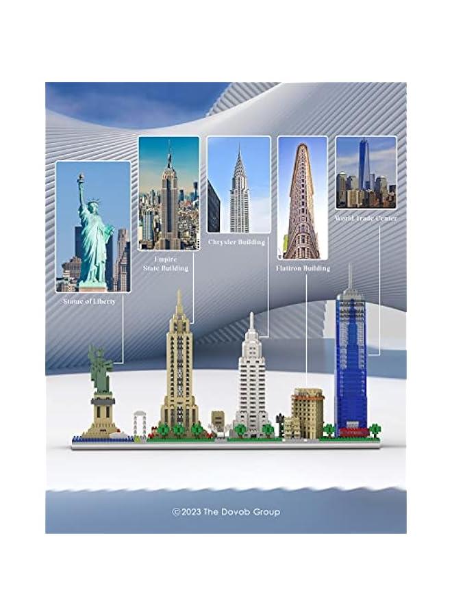 Architecture New York Skyline Micro Mini Blocks Building Set, 3048 Pieces Bricks,3D Puzzle Collection Model Kit as Gift for Adults or Kids