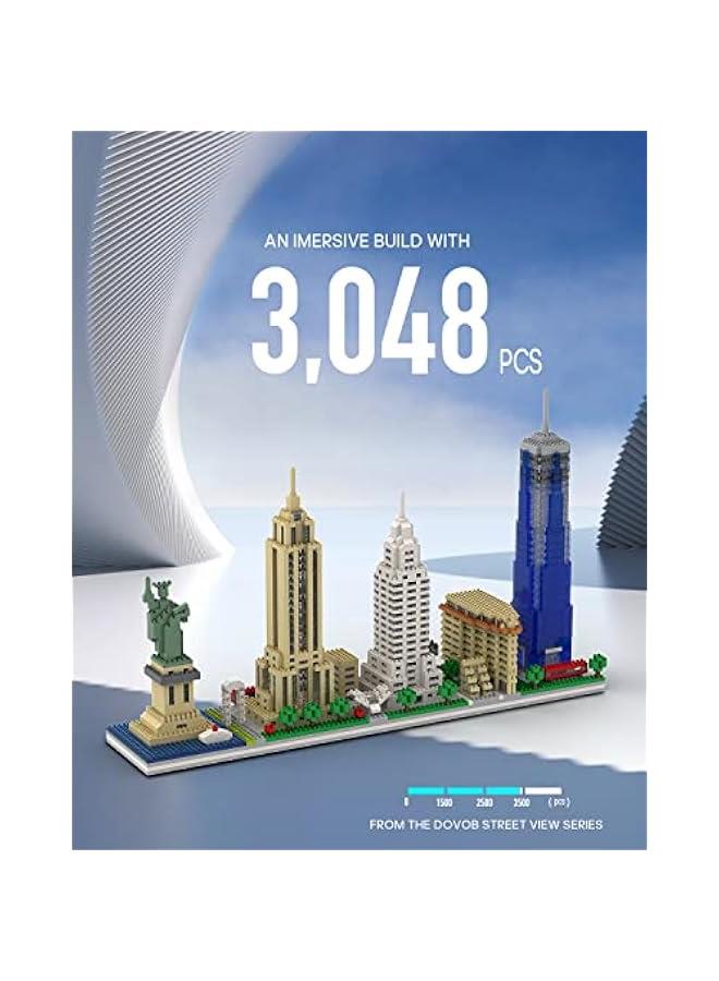 Architecture New York Skyline Micro Mini Blocks Building Set, 3048 Pieces Bricks,3D Puzzle Collection Model Kit as Gift for Adults or Kids