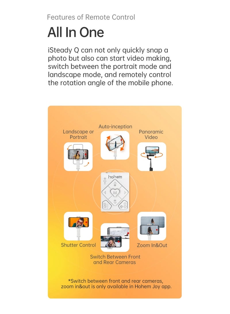 iSteady Q Selfie Stick 360° Rotating Foldable Adjustable Selfie Stand Outdoor Holder Gimbal Stabilizer For iphone Android