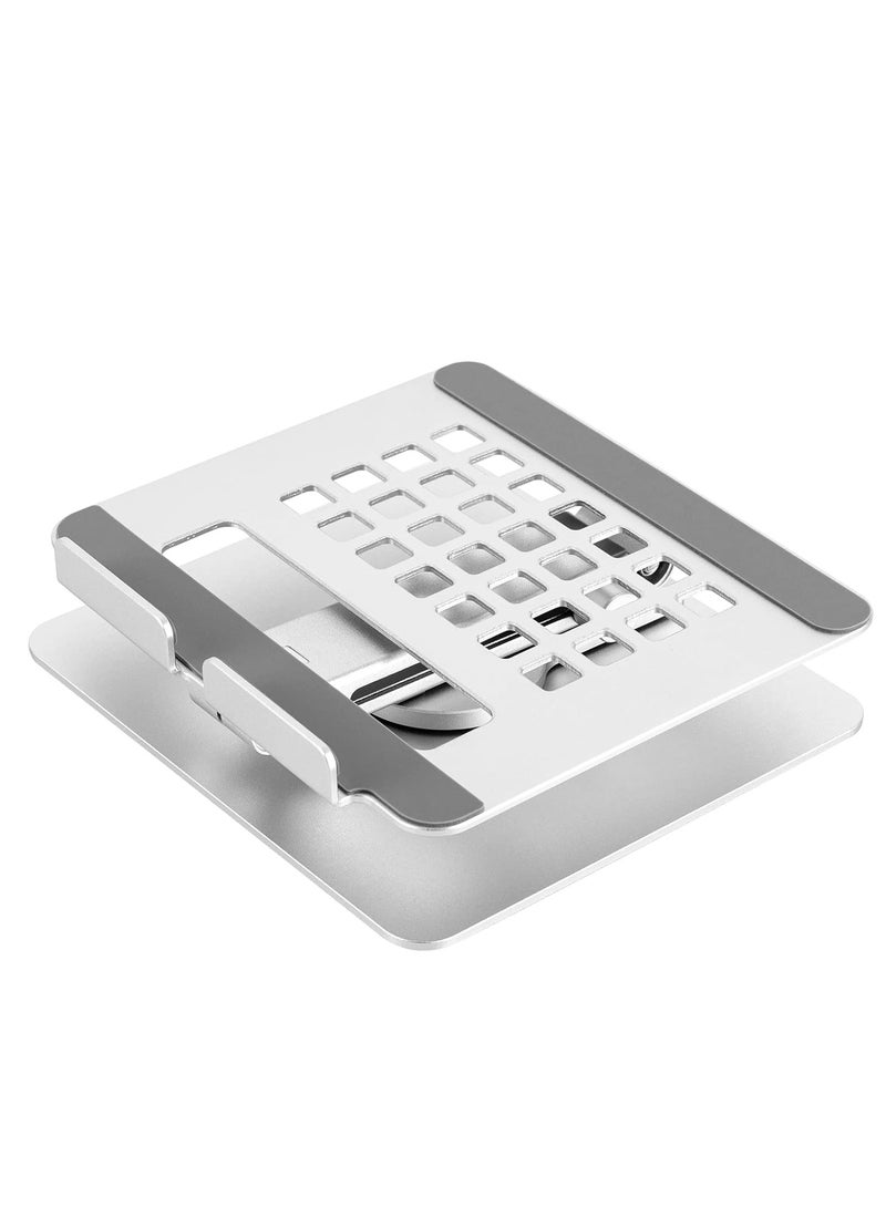 Foldable Laptop Stand for Desk – Enhanced Tablet Holder in Bright Silver with Superior Heat Dissipation