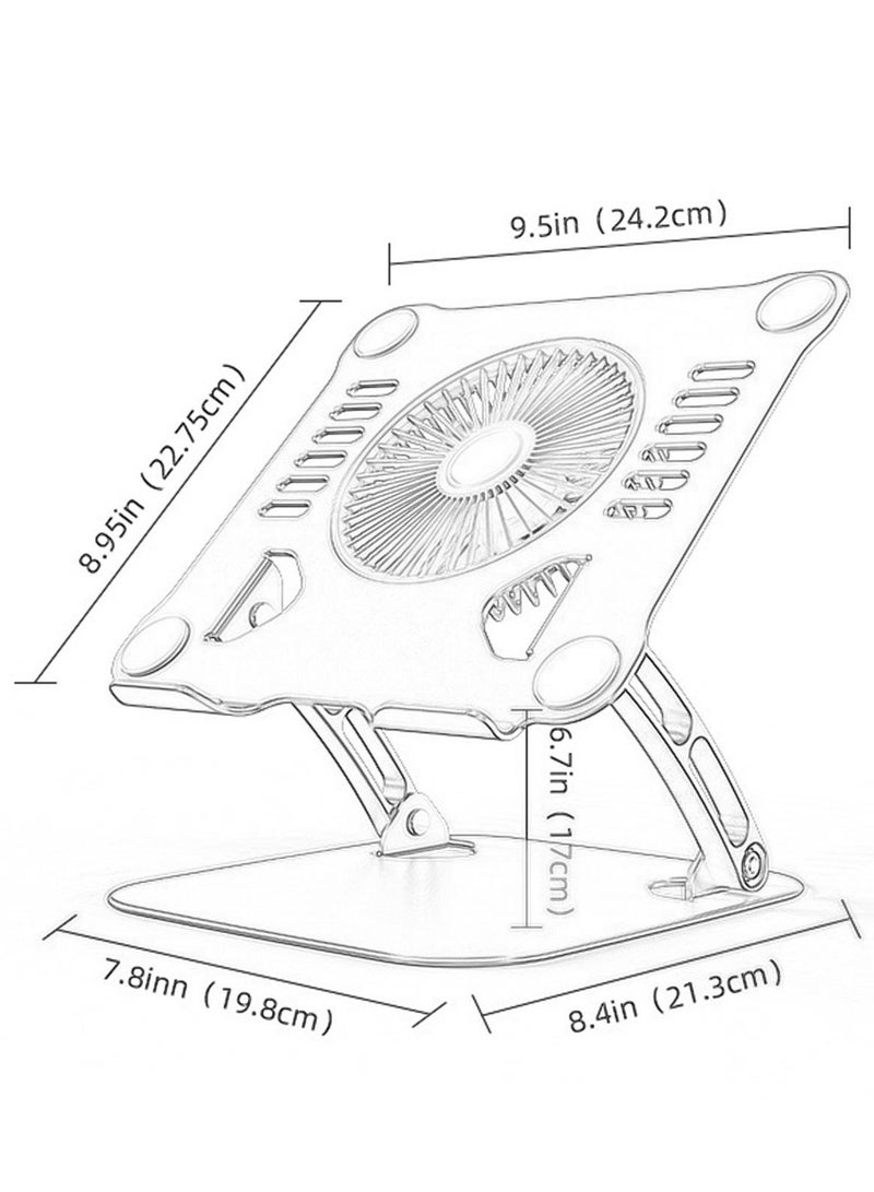 Laptop Holder with Cooling Fan Laptop Stand Metal Mount Quiet Fan Multi Angle Aluminium Alloy Adjustable Height Laptop Cooling Pad