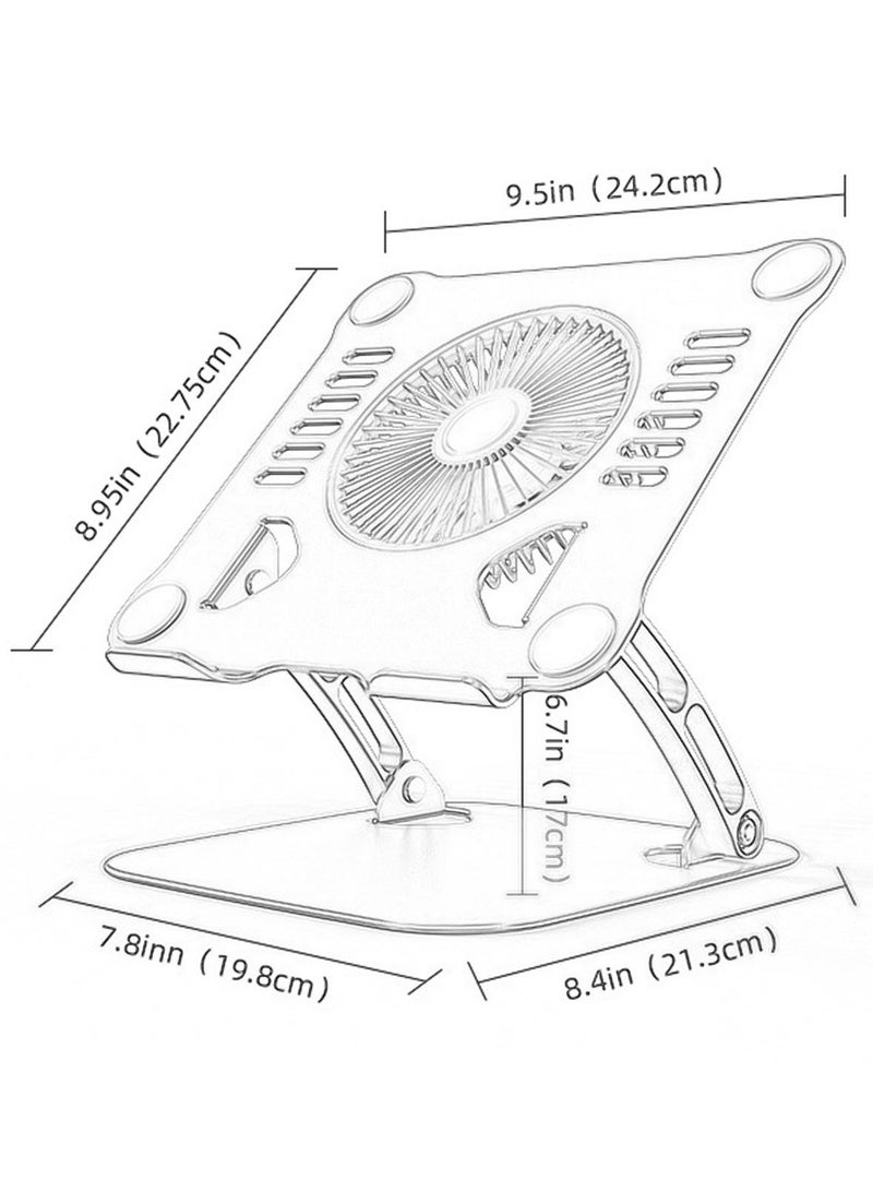 Laptop Holder with Cooling Fan Laptop Stand Metal Mount Quiet Fan Multi Angle Aluminium Alloy Adjustable Height Laptop Cooling Pad