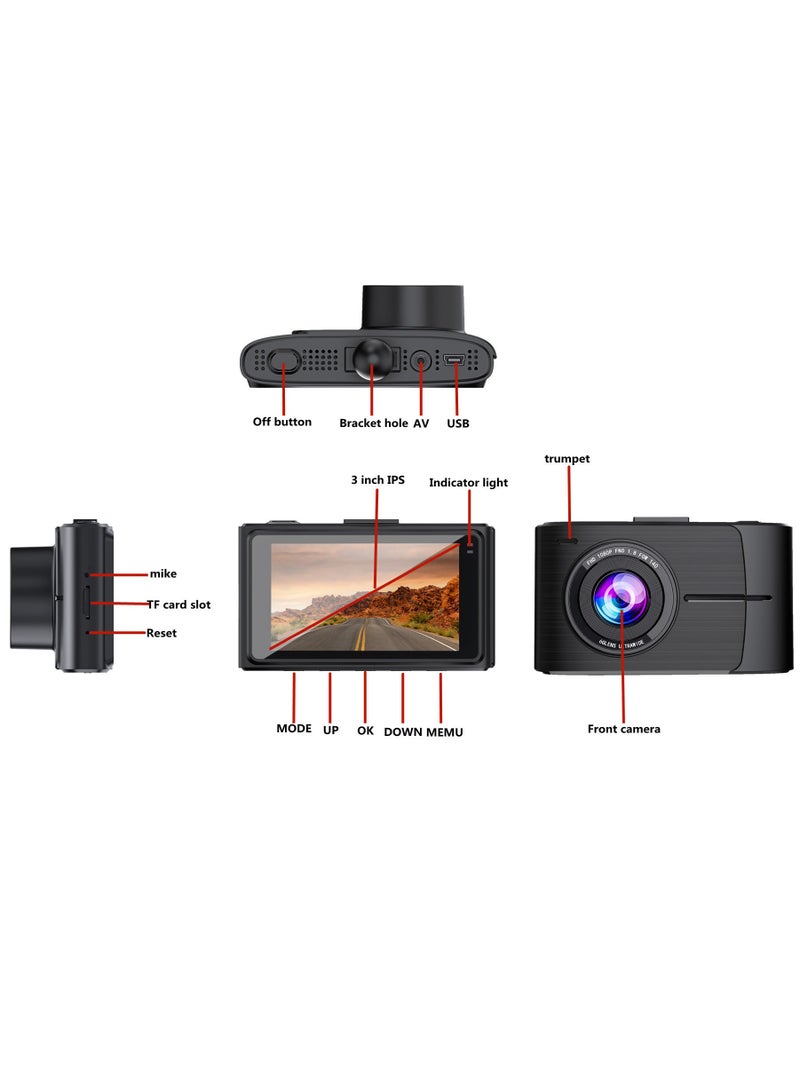 4K Dash Cam 2160P Built-in GPS/WiFi Dual Dash Cam for Car, 24H Parking Auto Drive Vehicle Video Recorder Car Registrar Dual Lens