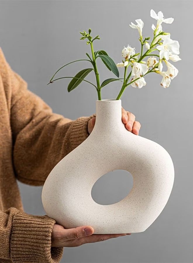 White Ceramic Vase Round Matte Pampas Flower Vases