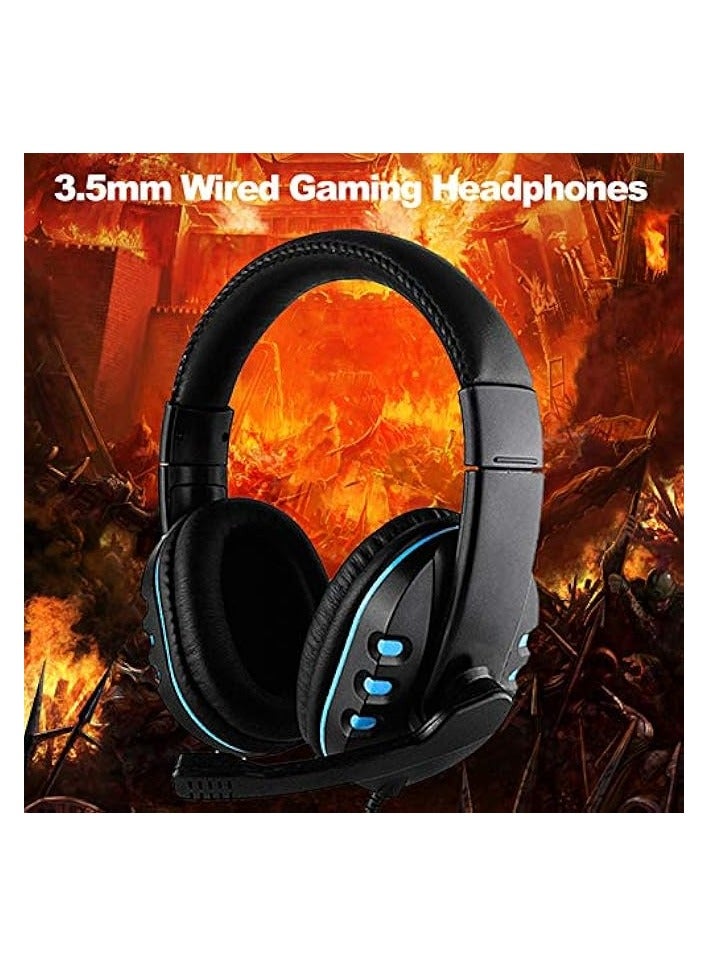 3.5mm Wired Gaming Headphones Over Ear Game Headset Noise Canceling Earphone with Microphone Volume Control for PC Laptop Smart Phone