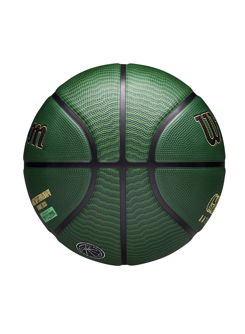 NBA Player Icon Outdoor Basketball - Giannis - Size 7 for +12 years old and Adults - Green/Gold