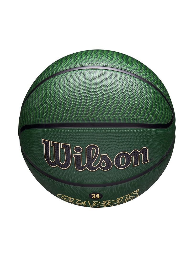 NBA Player Icon Outdoor Basketball - Giannis - Size 7 for +12 years old and Adults - Green/Gold