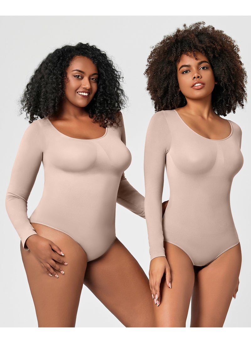 2-PACK Postpartum Long-sleeved Seamless Bodycon Underwear Bottoming Shirt