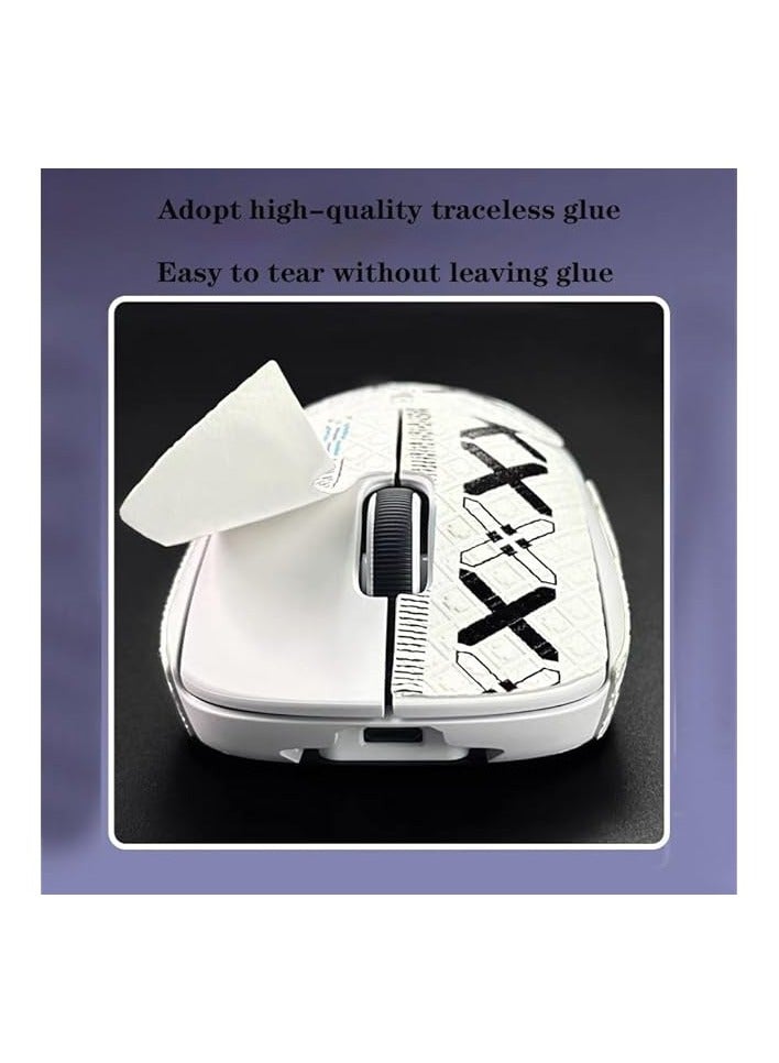 Anti Slip Mouse Tape Compatible with PRO X Superlight Wireless Gaming Mouse, Sweat Absorption Mouse Sticker, Semi-packet Coverage Mouse Stickers (White printing)