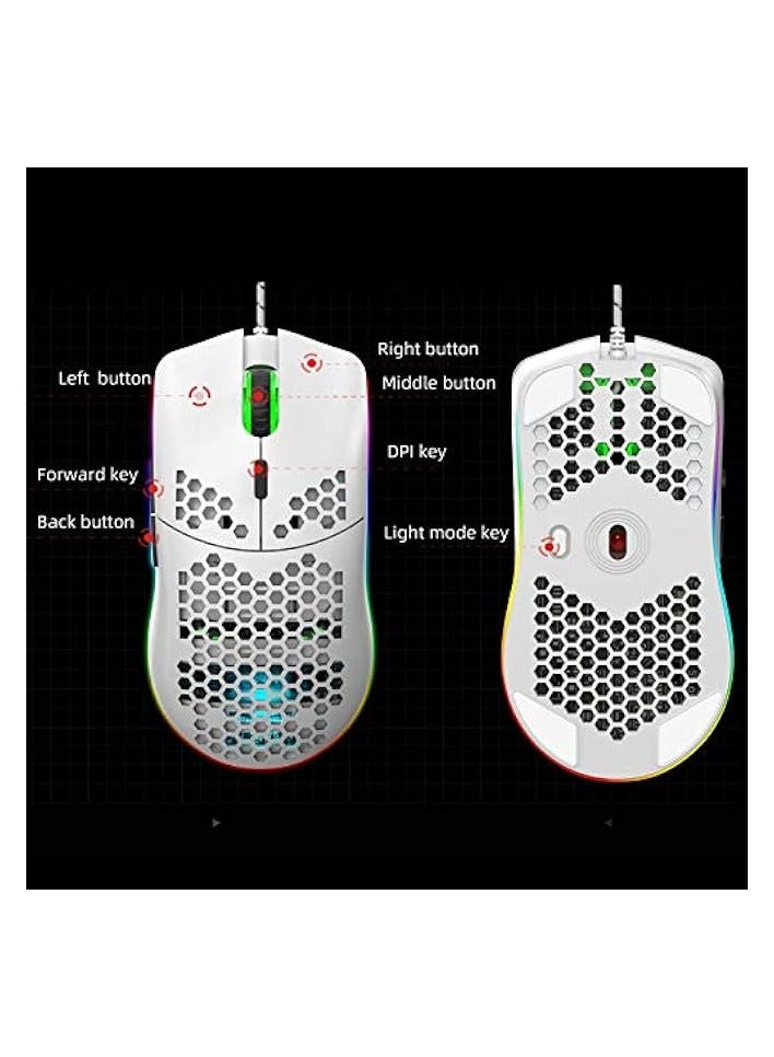 Wired Gaming Mouse, Computer Accessory RGB Hollow Mouse, for Office Home