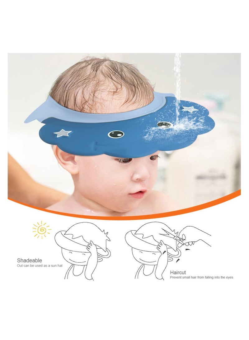 2 Pack Baby Shower Cap for Kids Hair Washing Shield Adjustable Silicone Guard Baby Bath Shield Visor Soft Shampoo Cap Head Protector for Infants Over 6 Months