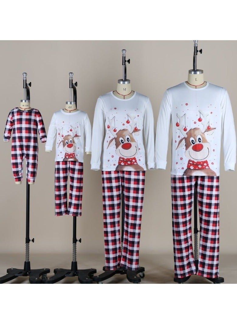 Children's Family Matching Pajamas Holiday Matching Clothing Long-Sleeved Parent-Child Pajamas for Home Suitable for Women Men Children and Pets (Baby Size)