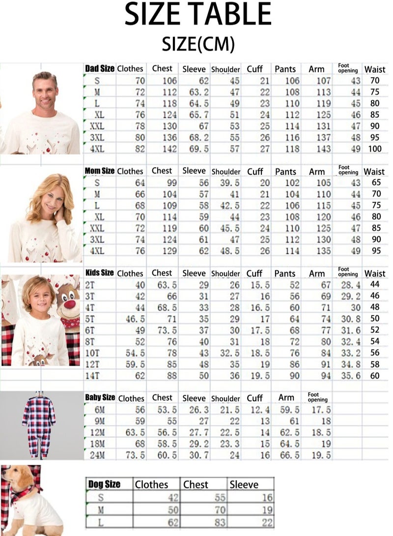 Children's Family Matching Pajamas Holiday Matching Clothing Long-Sleeved Parent-Child Pajamas for Home Suitable for Women Men Children and Pets (Baby Size)