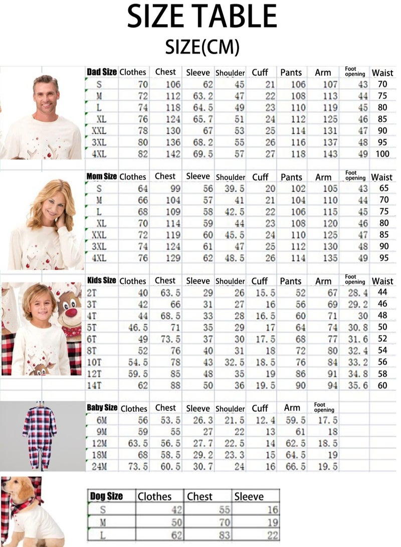 Children's Family Matching Pajamas Holiday Matching Clothing Long-Sleeved Parent-Child Pajamas for Home Suitable for Women Men Children and Pets (Dad Size)