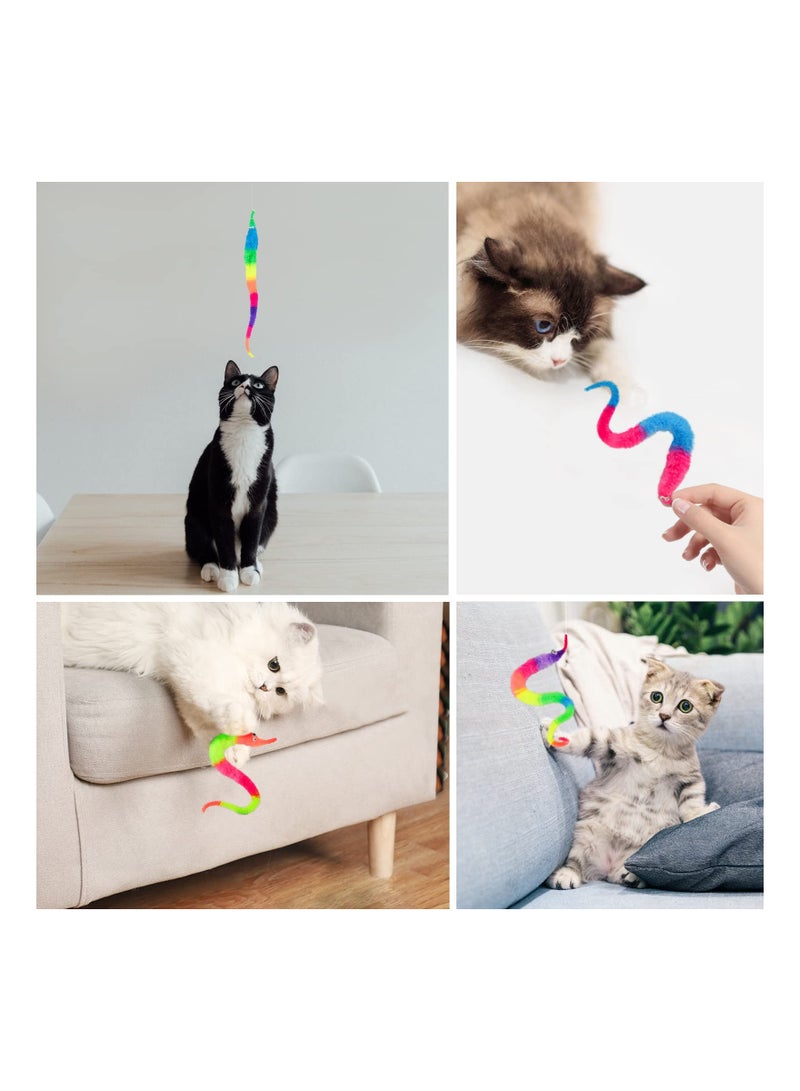 6 Pieces Rainbow Fuzzy Worm Toys Tricky Caterpillar Colorful Seahorse Worms on String Bulk Carnival Party Favors for Kid Cat