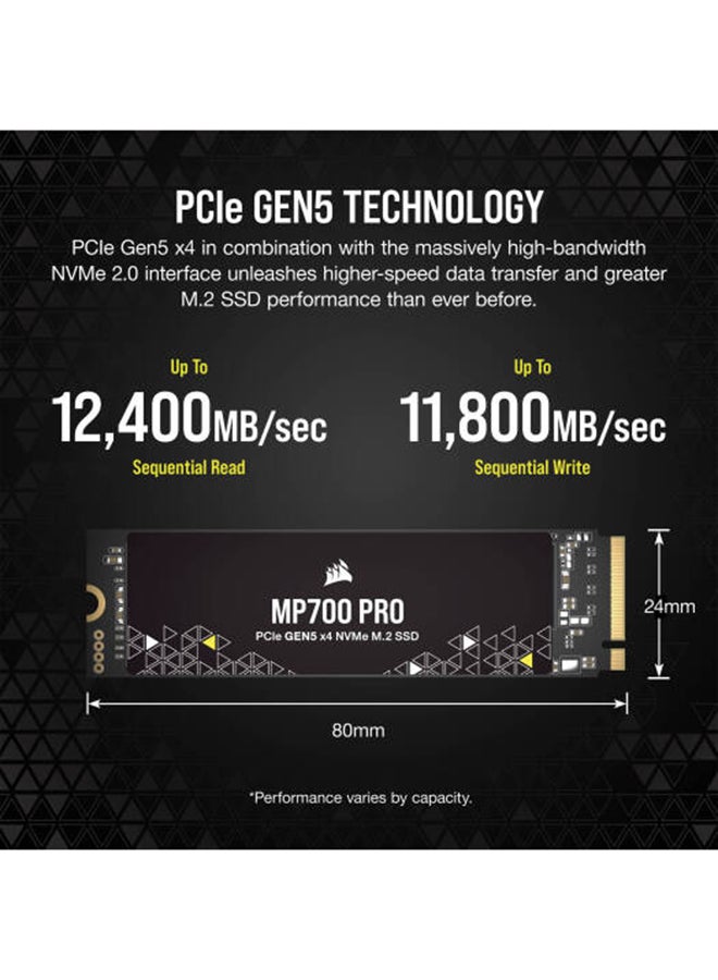 4TB MP700 PRO NVMe PCIe 5.0 M.2 Internal SSD, 12400 MB/s Sequential Read Speeds & 11800 Sequential Write Speeds, 3D TLC NAND Technology, 1.6 Million Hours MTBF, CSSD-F4000GBMP700PNH 4 TB