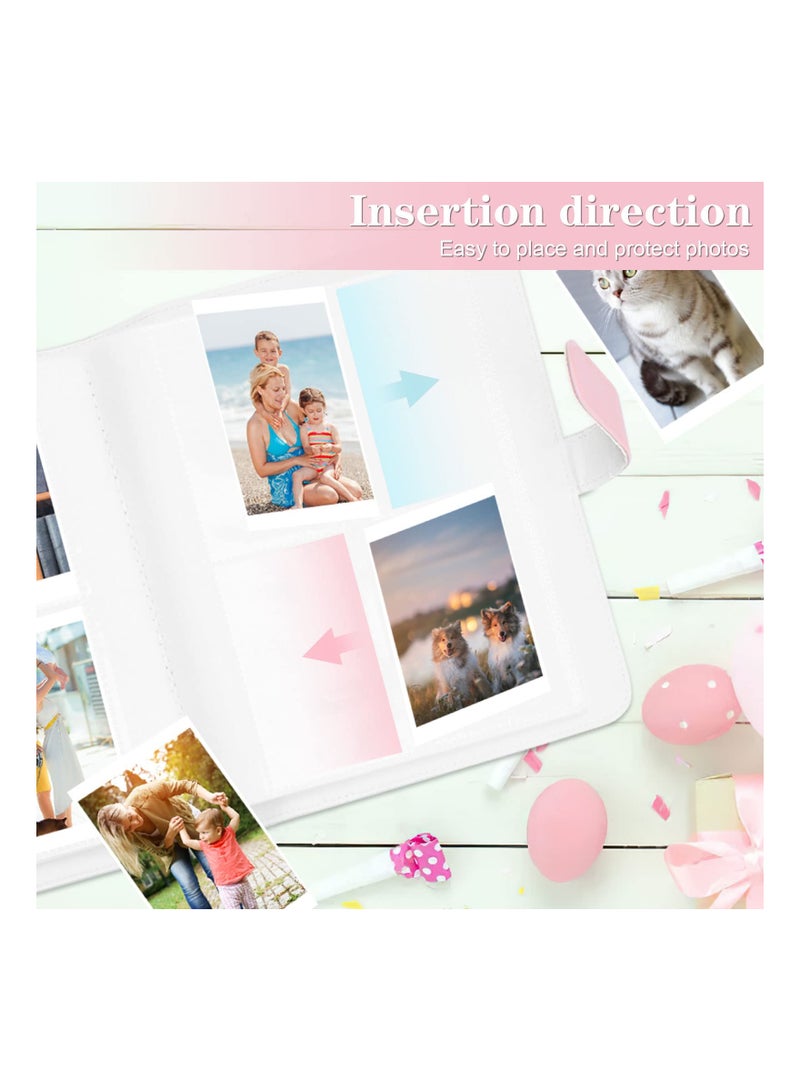 Pink PU Leather Mini Photo Album 273 Pockets with 20 Stickers for 3 Inch Instant Camera Prints