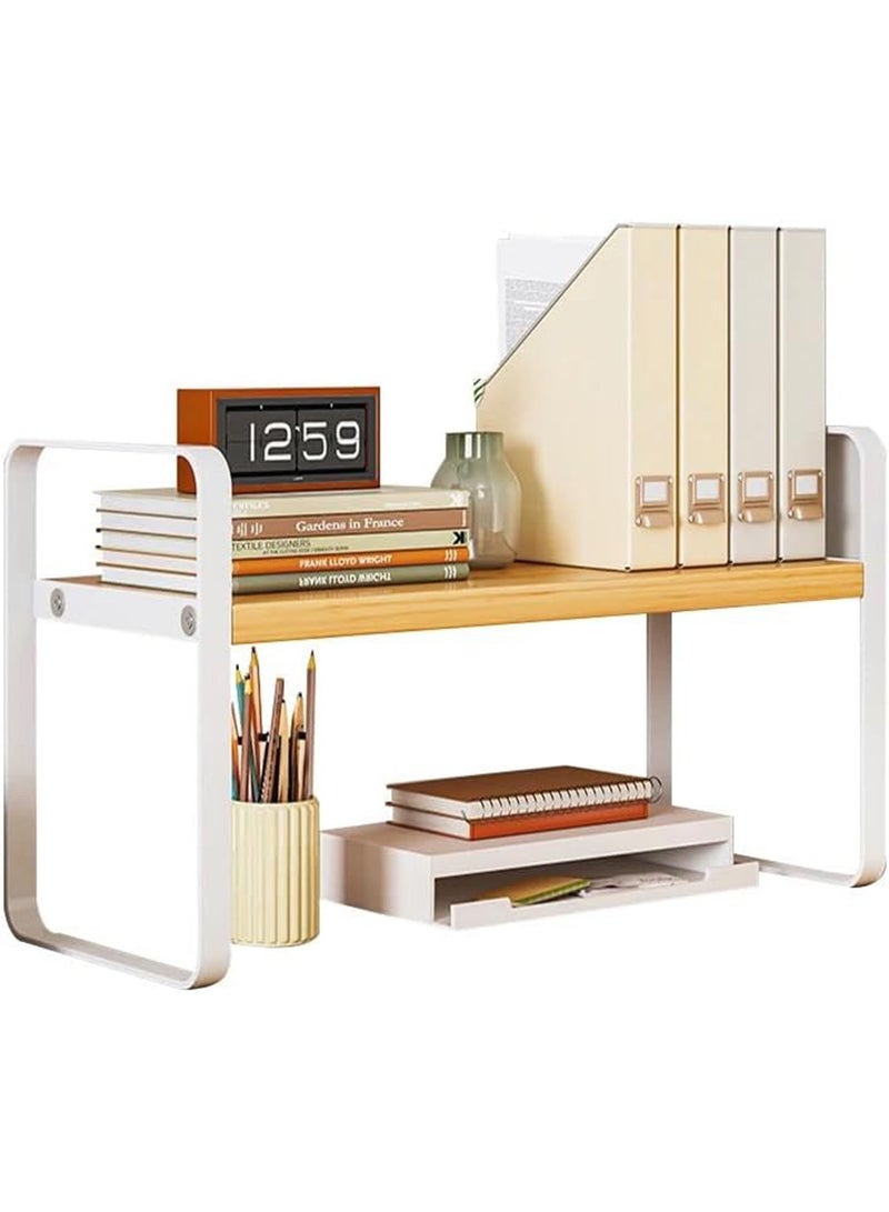 Desktop Organizer & Desk Storage Bookshelf Small Countertop Bookcase Multi-Functional Storage Rack for Home Office